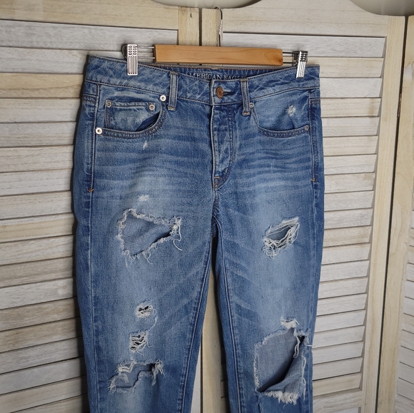 🍍5/$25 SALE AE Boy Crop Jeans Button fly 6 regular 100% cotton - Picture 2 of 6